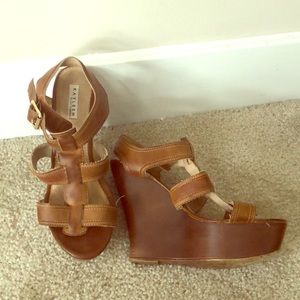 Brown Wedge Strap Heel